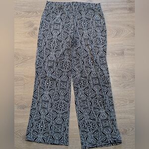 Colletta Black and White Patterned Boho Wide Leg Pants Eclectic Women's 12
